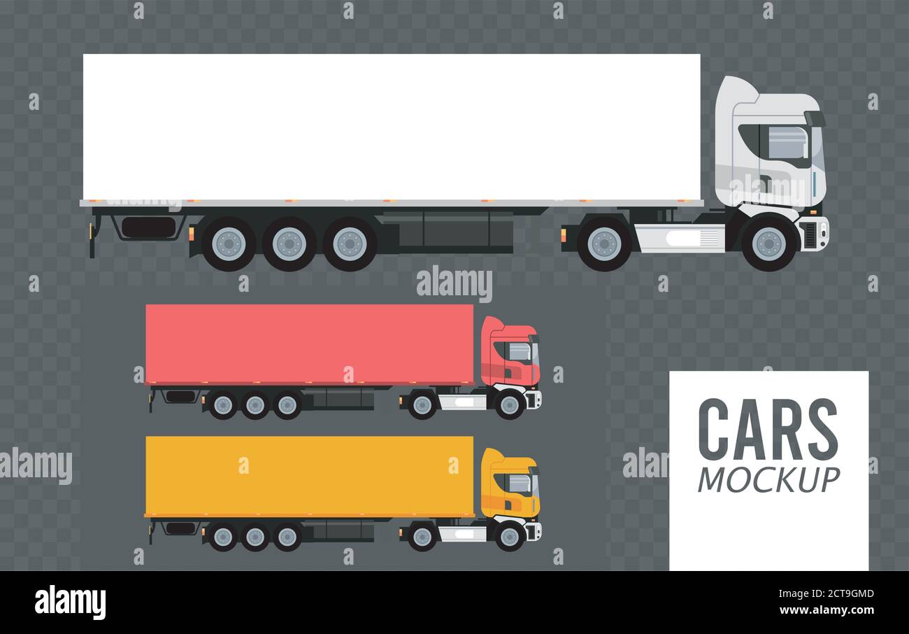 Set Farben LKW mockup Autos Fahrzeuge Symbole Vektor Illustration Design Stock Vektor