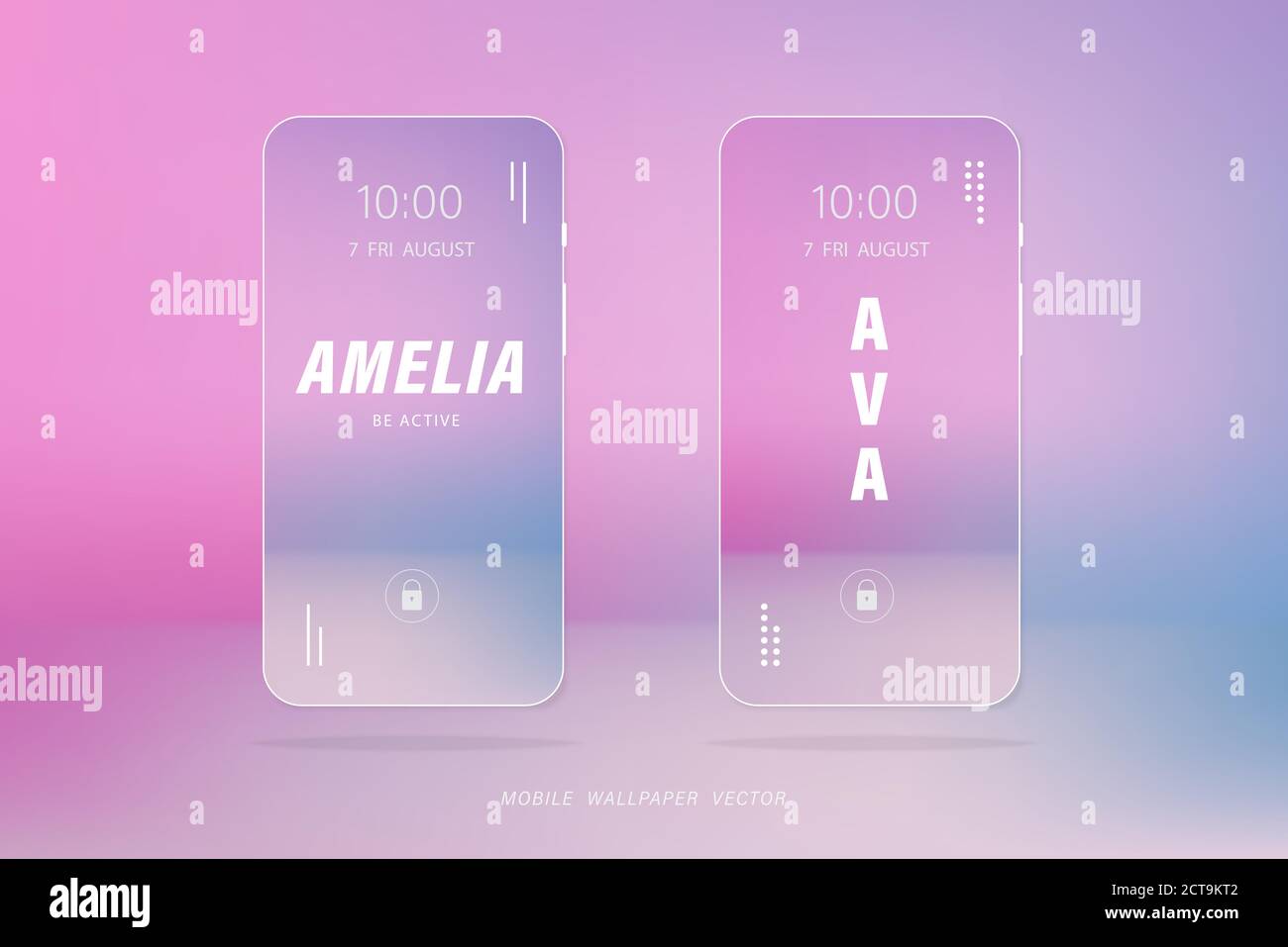 Gradient weich rosa und hellblau Handy Wallpaper Vektoren Mit Personennamen Stock Vektor