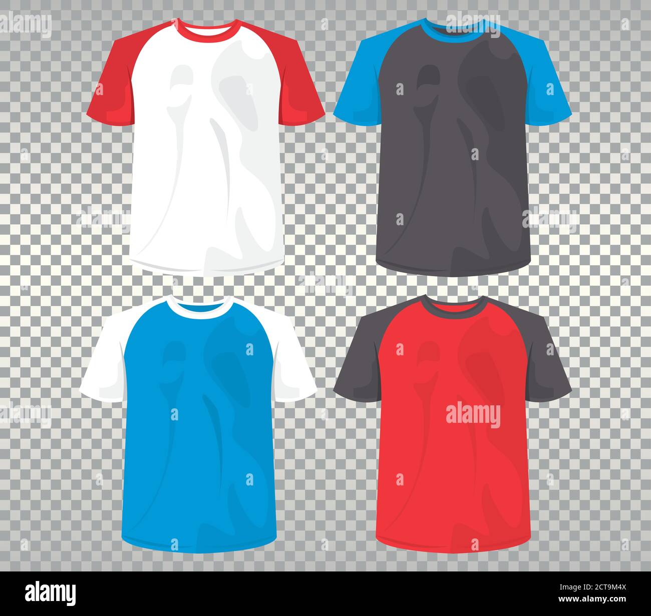Vier mockup Shirts Set Farben Vektor Illustration Design Stock Vektor