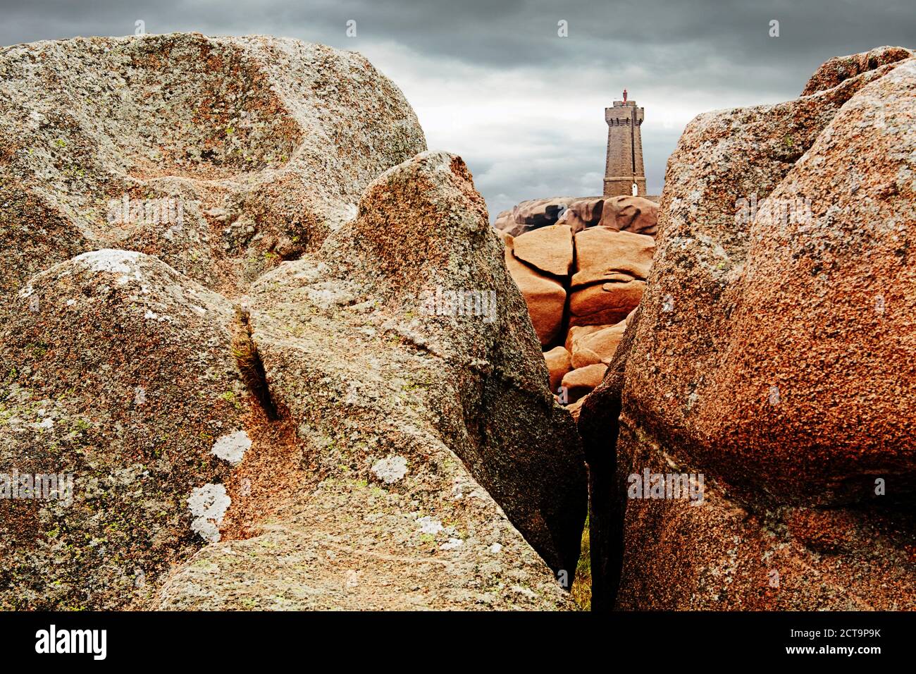 Frankreich, Bretagne, Perros-Guirec, Leuchtturm bedeuten Ruz Stockfoto