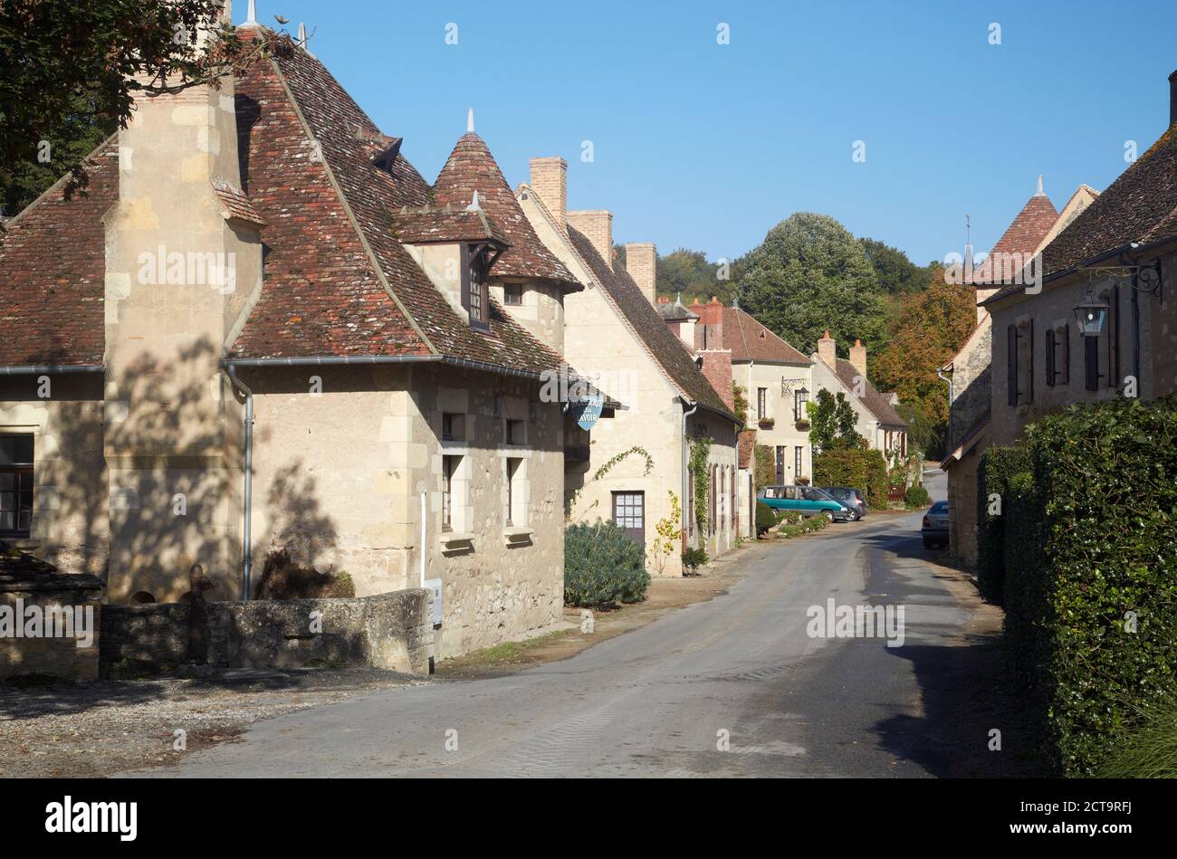 Frankreich, Departement Cher, Apremont-Sur-Allier, Wohnhäuser Stockfoto