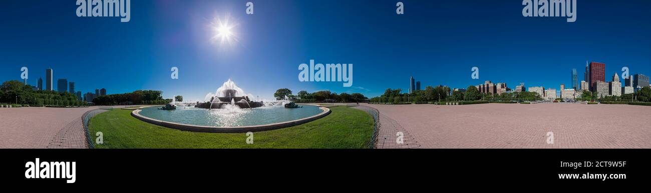 USA, Illinois, Chicago, Millennium Park mit Buckingham Fountain, 360-Grad-panorama Stockfoto