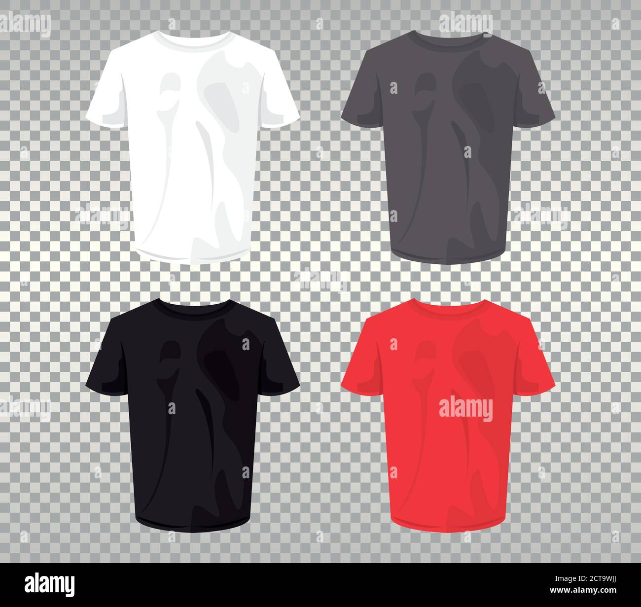 Vier mockup Shirts Set Farben Vektor Illustration Design Stock Vektor