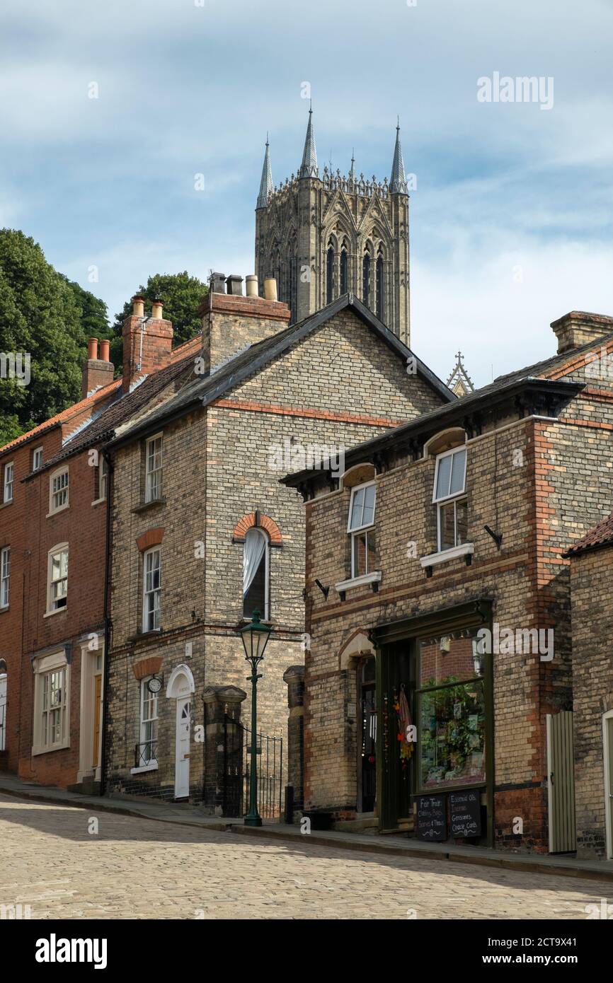 Großbritannien, England, Lincolnshire, Lincoln, Altstadt, befindet sich am steilen Hügel Stockfoto
