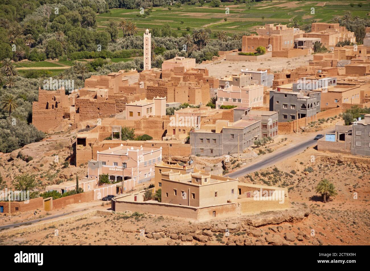 Afrika, Marokko, Souss-Massa-Draa, Tinghir, Blick zur Oasenstadt Tinghir Stockfoto