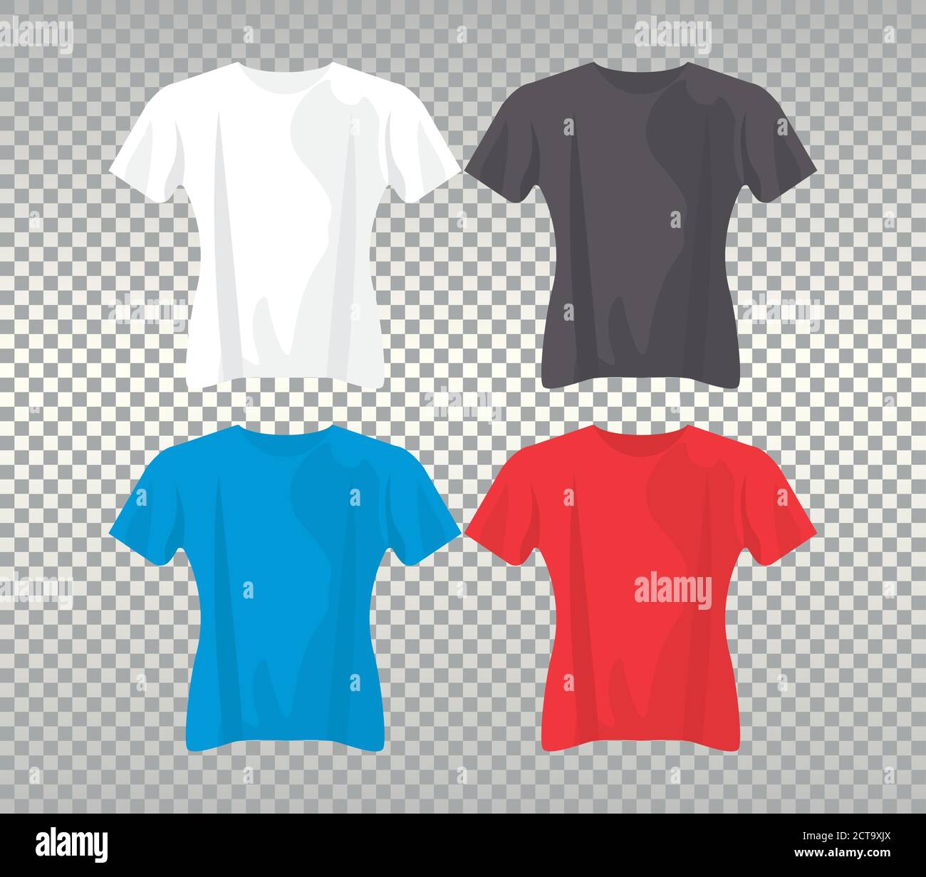 Vier mockup Shirts Set Farben Vektor Illustration Design Stock Vektor