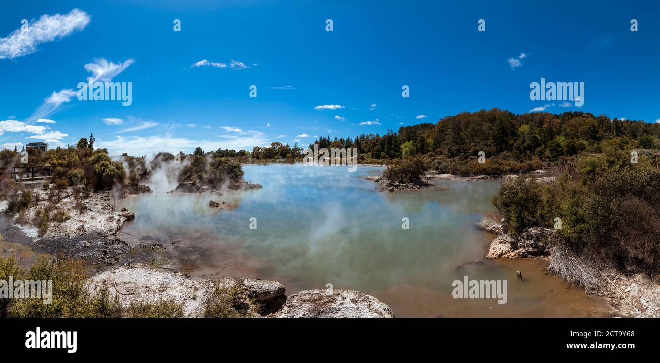 Neuseeland, Whakarewarewa, Maori Dorf, Erdwärmefeldes Stockfoto
