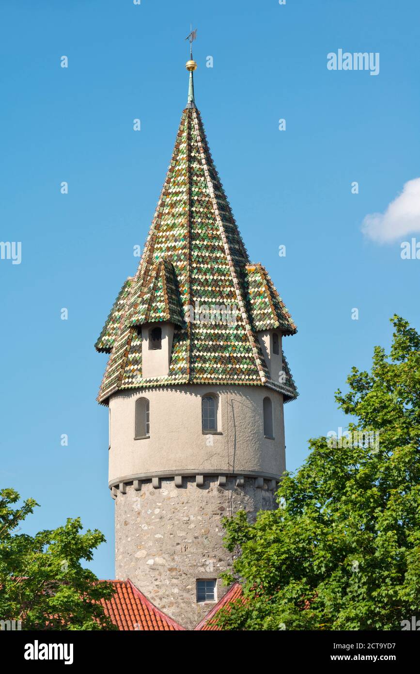 Deutschland, Baden-Württemberg, Ravensburg, grüner Turm Stockfoto