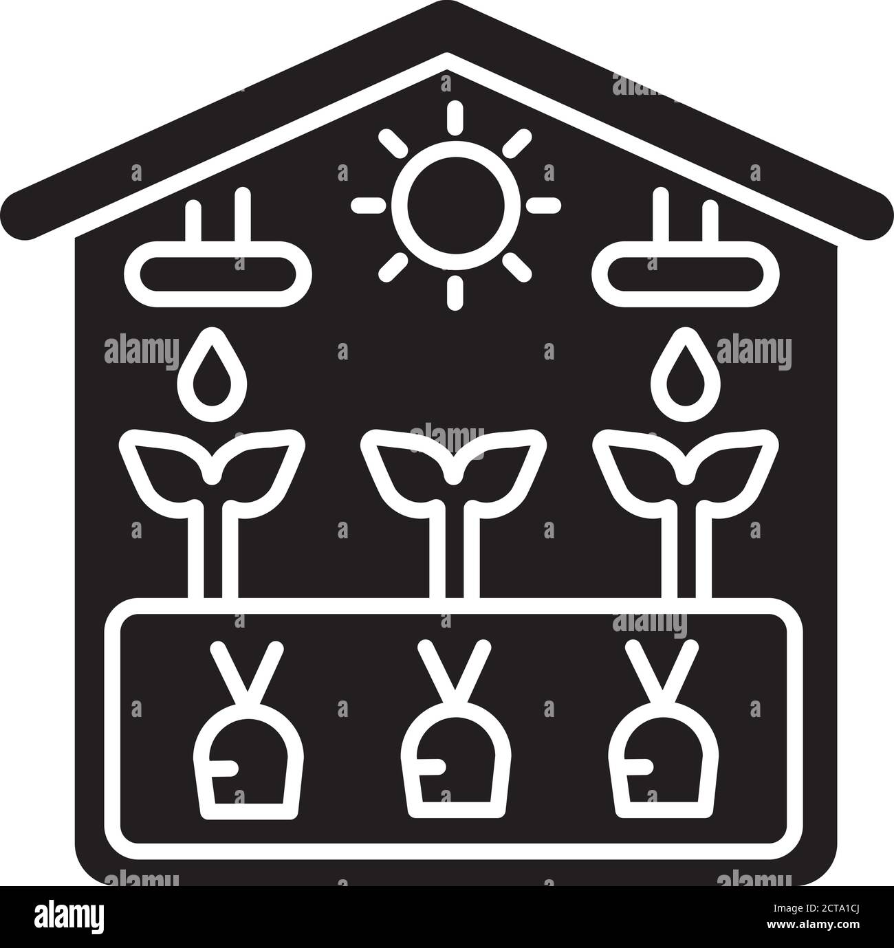 Symbol für schwarze Glyphe des Gewächshauses Stock Vektor