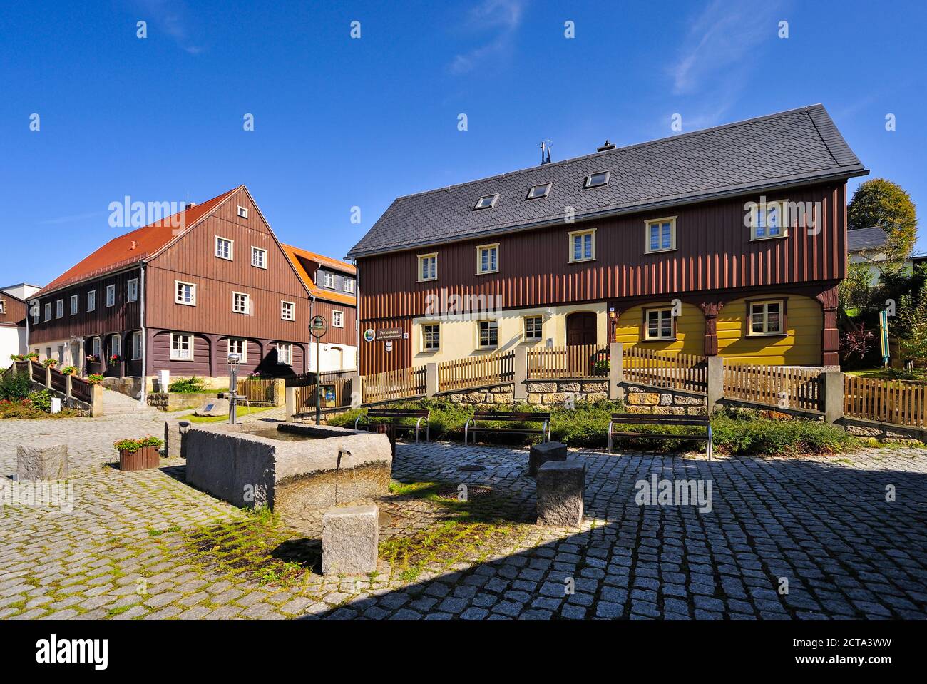 Deutschland, Häuser Sachsen, Hinterhermsdorf, historische obere Lausitzer Stockfoto