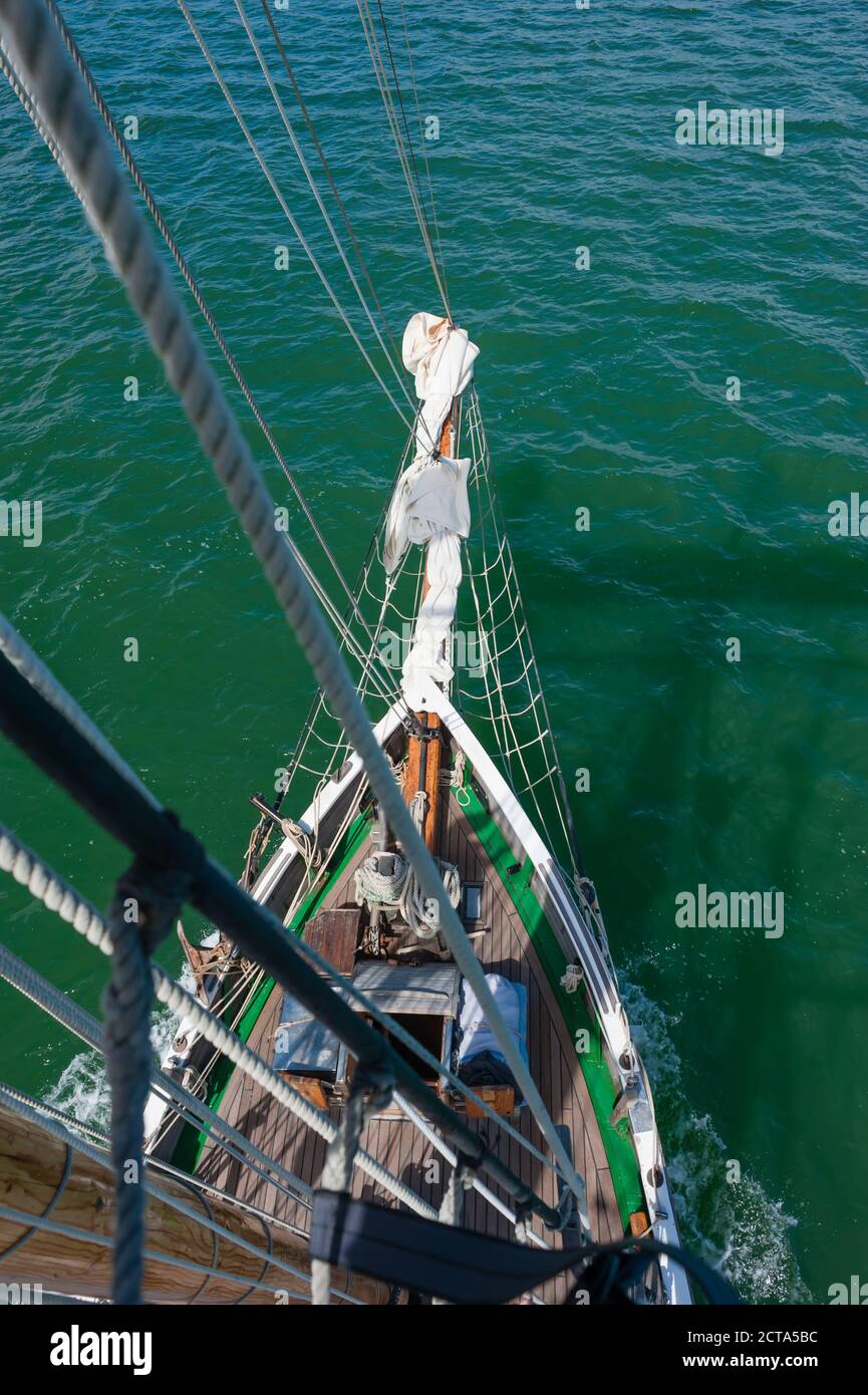 Neuseeland, Nordinsel, Northland, Bay of Islands, Segelschiff, Blick vom mast Stockfoto