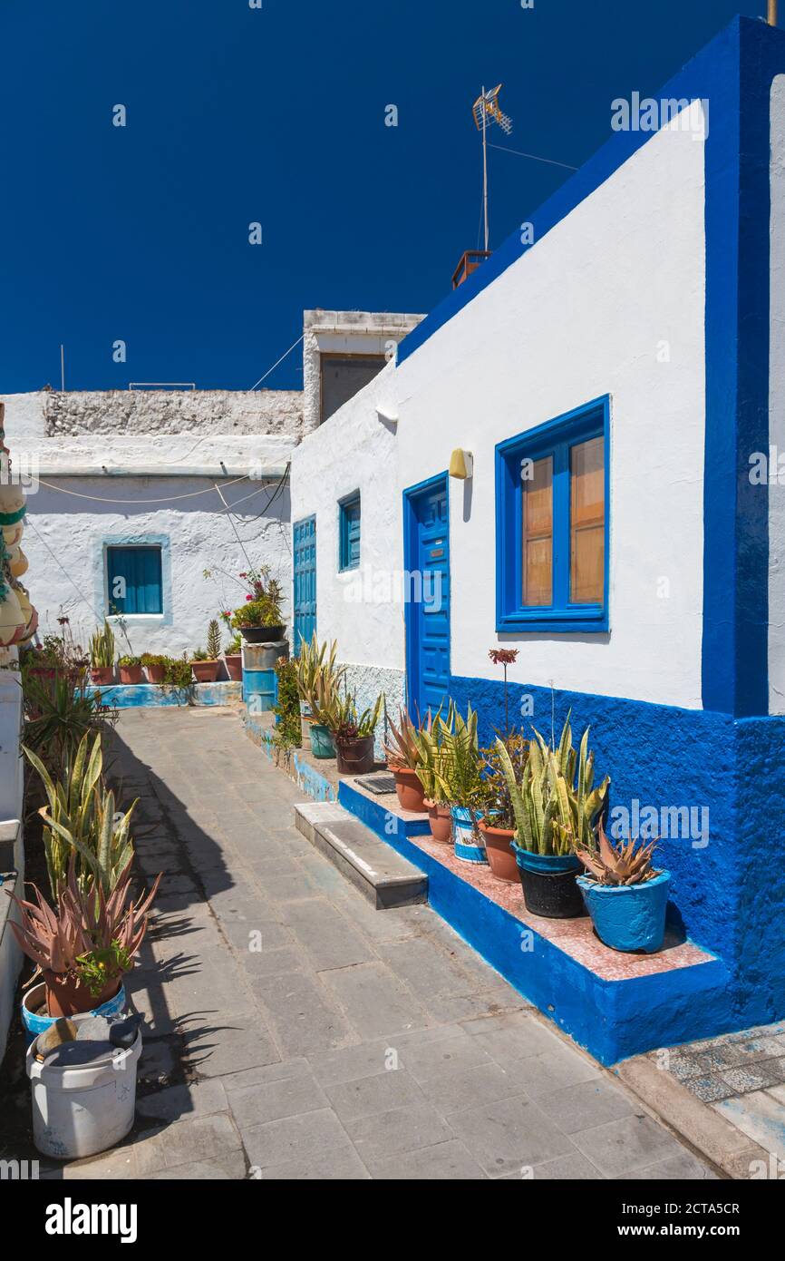 Spanien, Kanarische Inseln, Gran Canaria, Blick auf Häuser in Puerto de Las Nieves Stockfoto