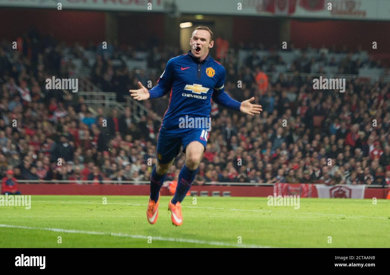 Wayne Rooney feiert Torreigen. Arsenal V Manchester United Bildnachweis: © Mark Pain / Alamy Stockfoto