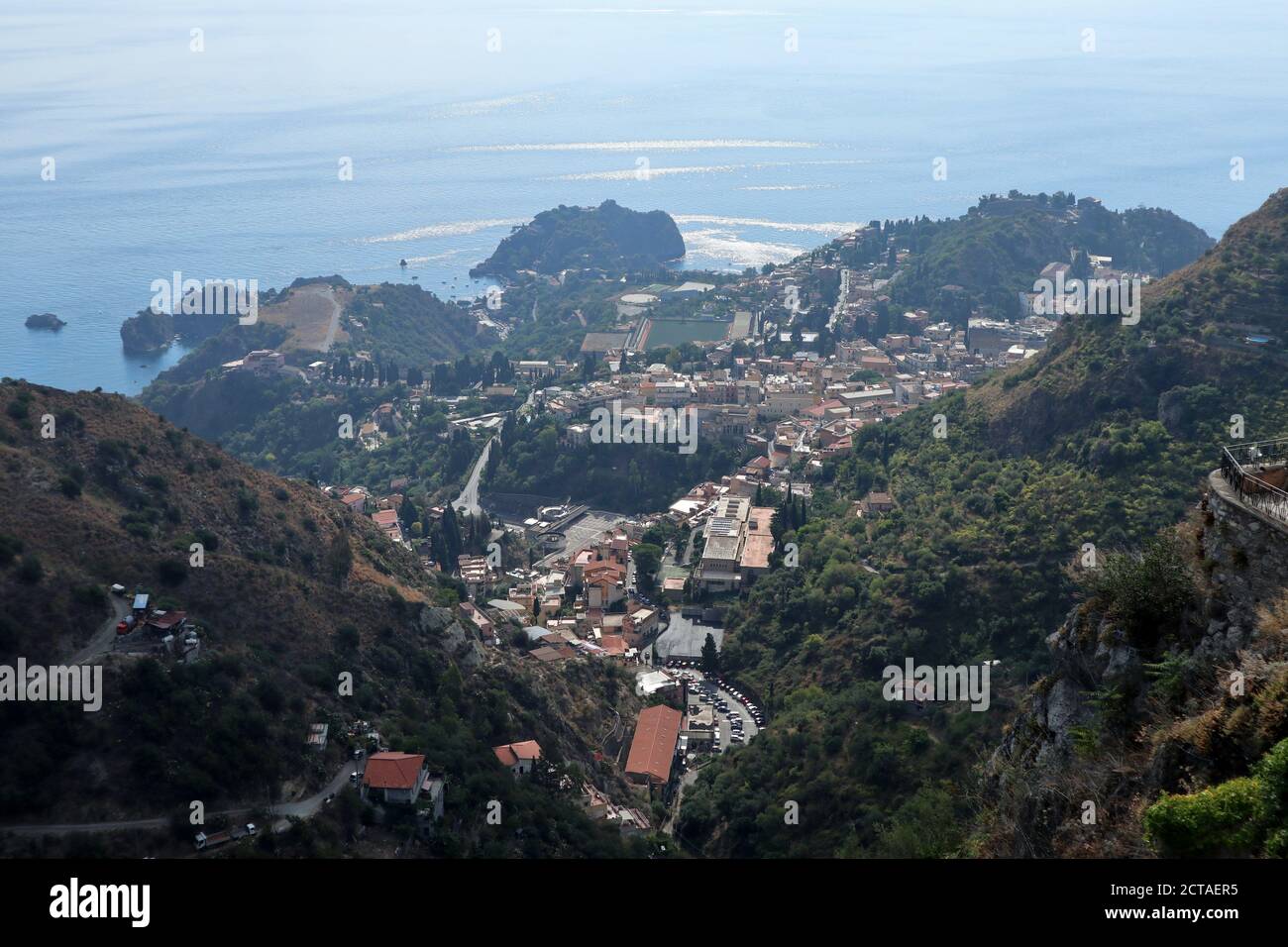 Castelmola - Panorama di Taormina da Piazza Sant'Antonio Stockfoto