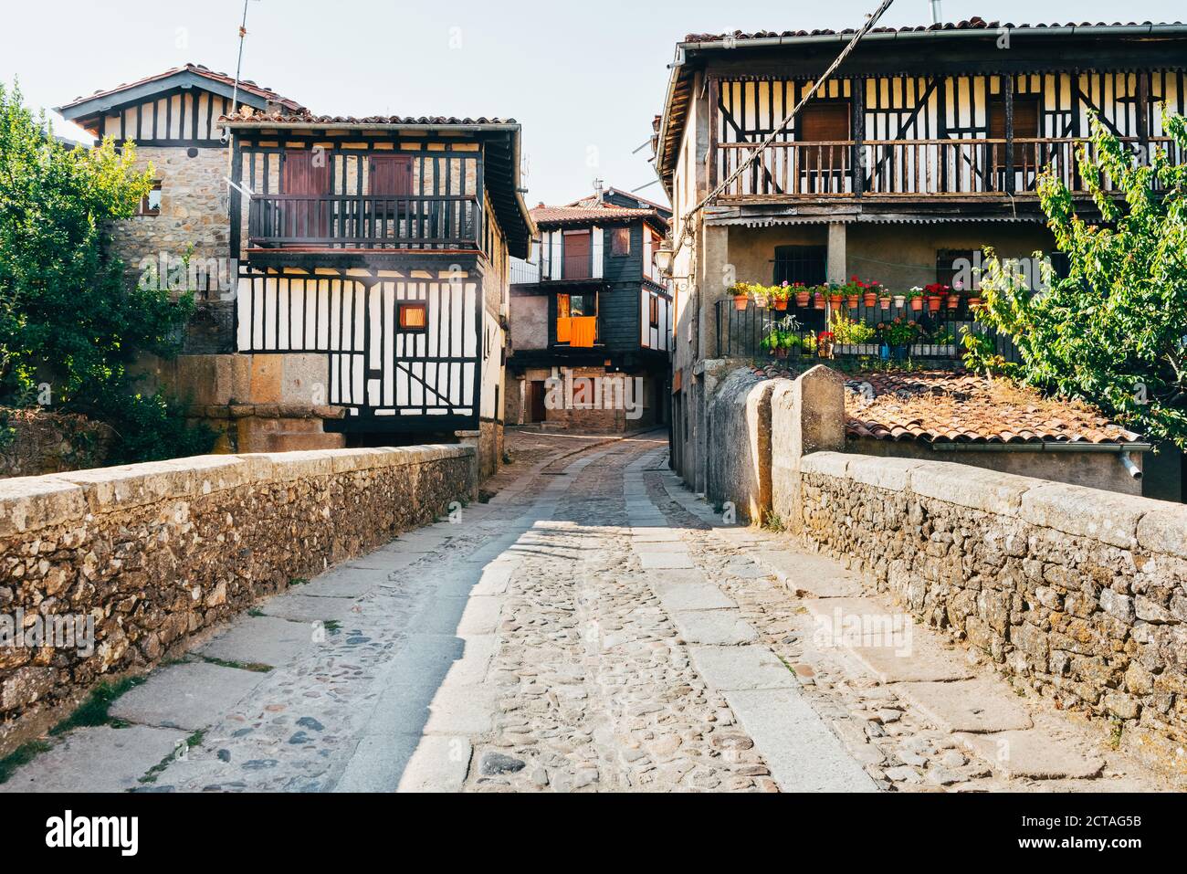 Alte Straße in La Alberca, Salamanca, Spanien Stockfoto