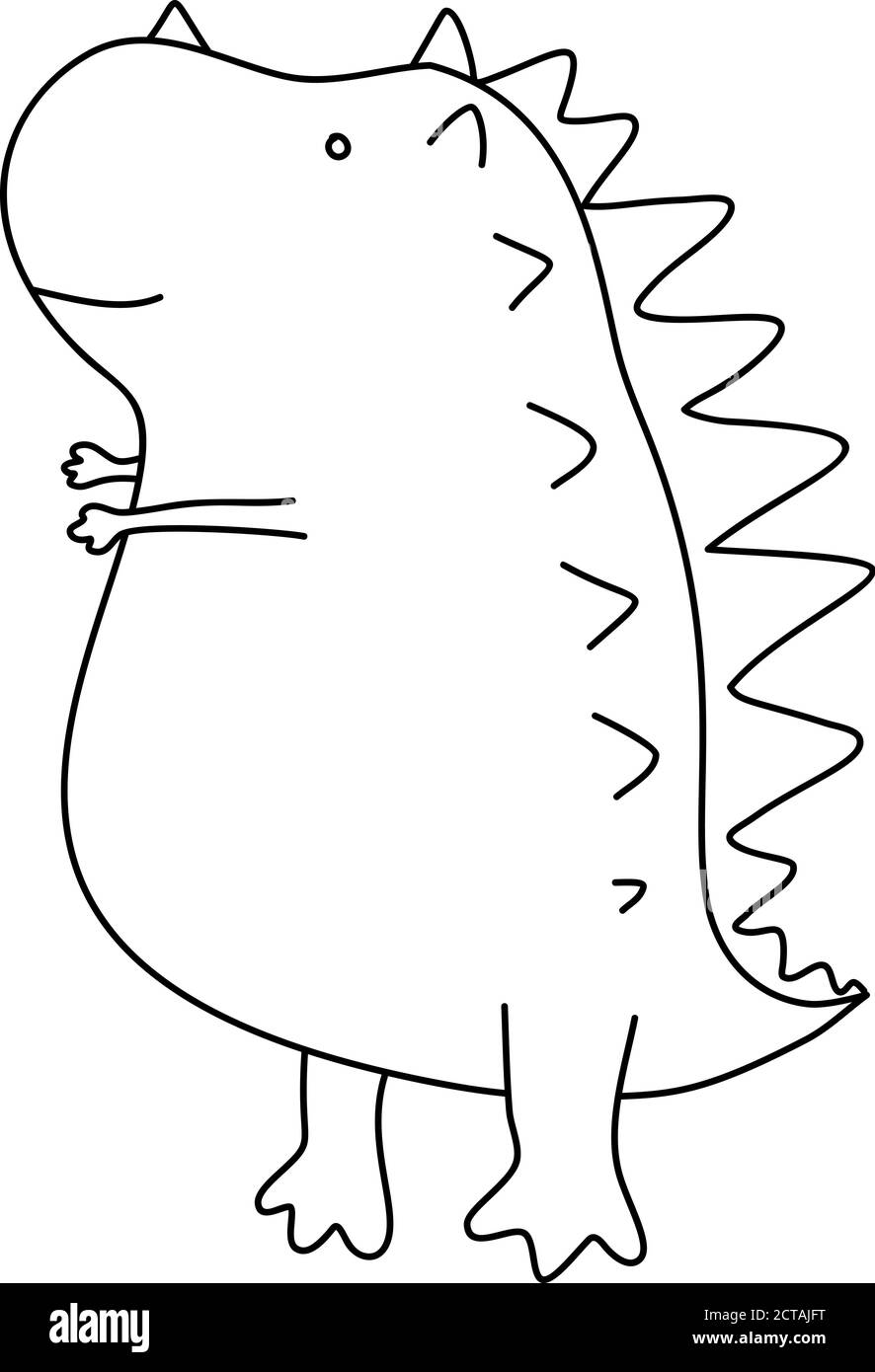 Vektor-Illustration von kleinen niedlichen Cartoon Dinosaurier. Kinder Dino Bild isoliert auf weißem Hintergrund. Baby Monster Reptil für Druck auf T-Shirt, Buch Stock Vektor