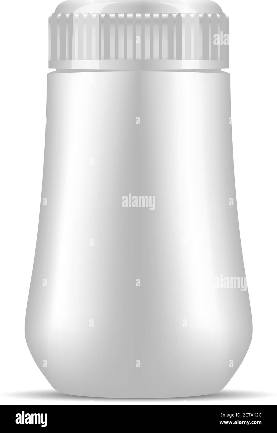 Weiße Kunststoff professionelle kosmetische Flasche mockup. Kosmetik-Paket Vektor Ilustration. Hochwertiges Designprodukt, isoliert auf weißem Hintergrund. Stock Vektor