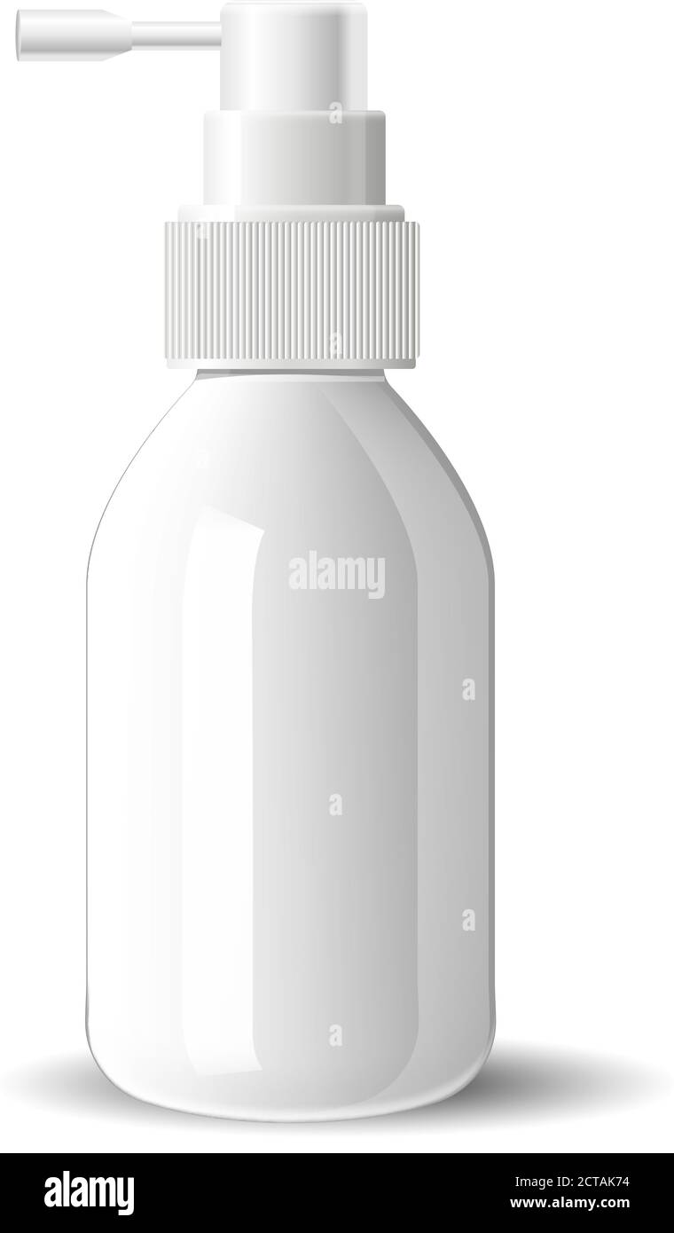 Weißes Glas feuchtigkeitsspendenden Spray kosmetische Flasche Mock up. Vektorgrafik. Leere Vorlage für Ihr Design. Behälter für den Deckel des Sprühfluters. ICH Stock Vektor