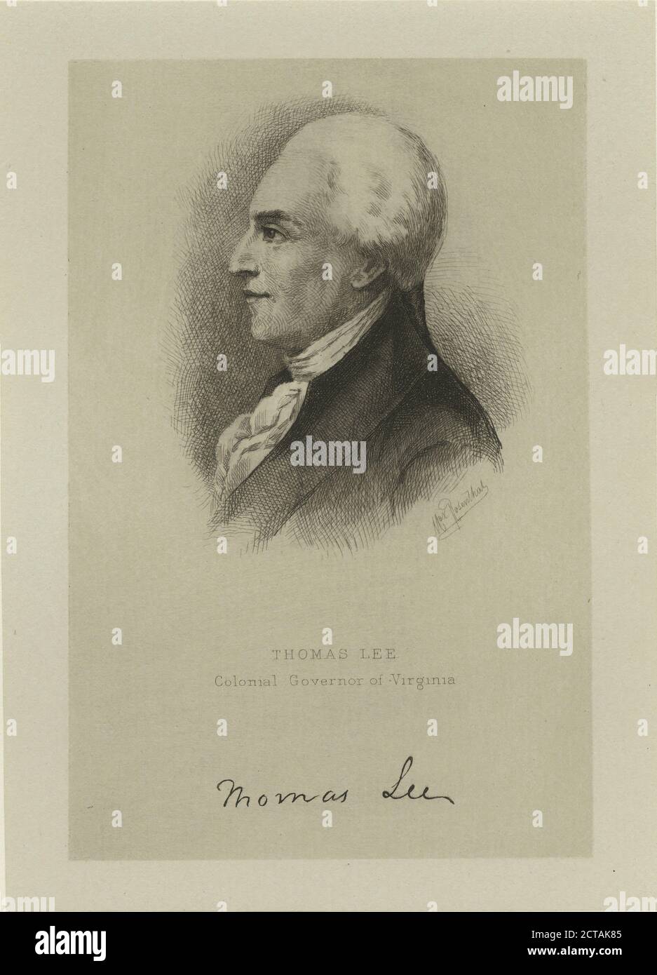 Thomas Lee Colonial Governor of Virginia, Standbild, 1783 - 1890 Stockfoto