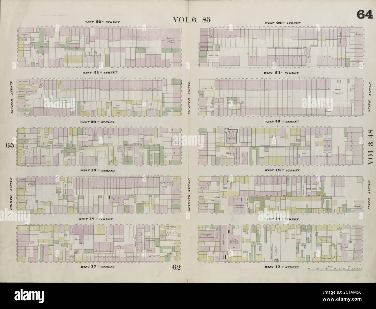 Tafel 64: Karte begrenzt durch West 22nd Street, Sixth Avenue, West 17th Street, Eight Avenue, Standbild, Maps, 1857 - 1862, Perris, William Stockfoto