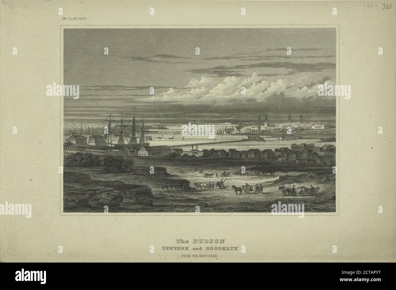 Der Hudson. New-York und Brooklyn vom Navy-Yard, Standbild, Drucke, 1850 - 1859 Stockfoto