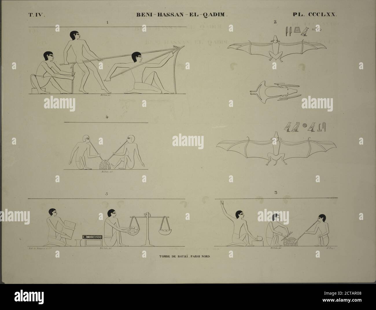 Béni-Hassan el-Qadim Beni Hasan. Tombe de Roteï, paroi nord., Standbild, Drucke, 1835 - 1845, Champollion, Jean François (1790-1832 Stockfoto