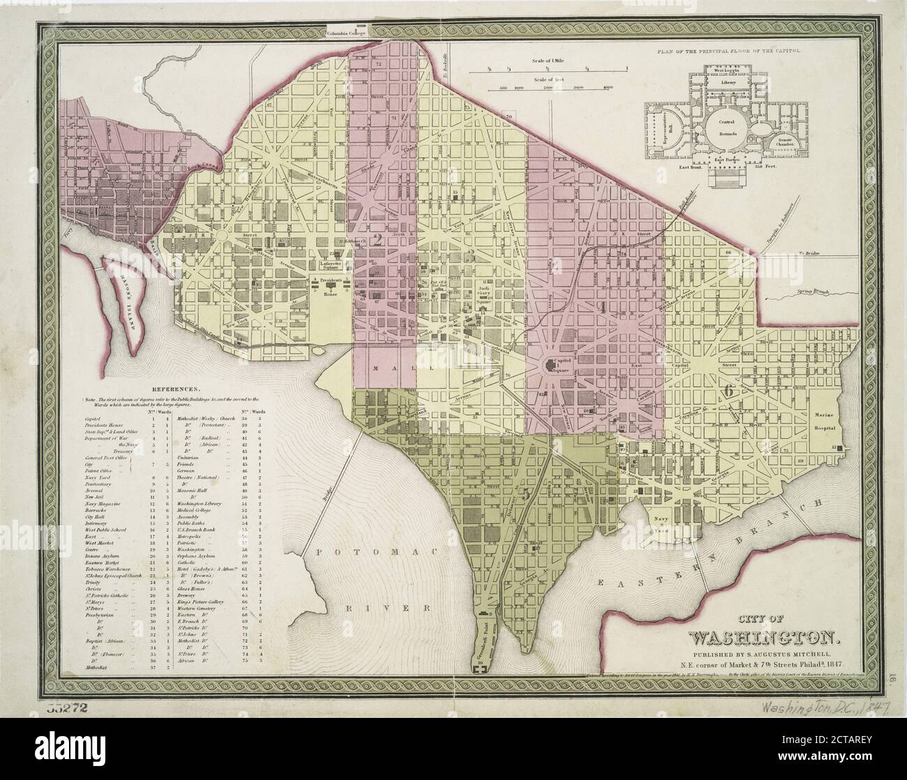 Stadt Washington., Standbild, Karten, 1847 Stockfoto