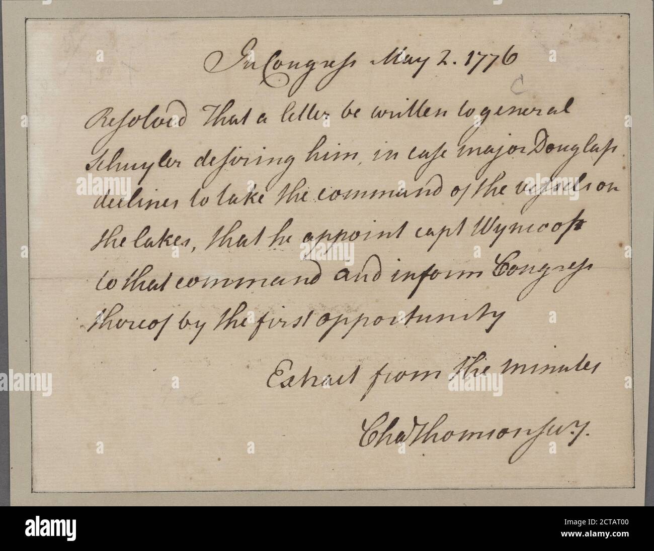 Dokument, Text, Dokumente, 1776, Vereinigte Staaten. Kongress, Continental, 1775–1789 Stockfoto