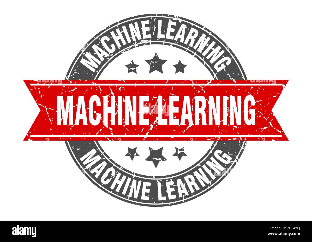 Machine Learning Rundstempel mit Band. schild. Etikett Stock Vektor