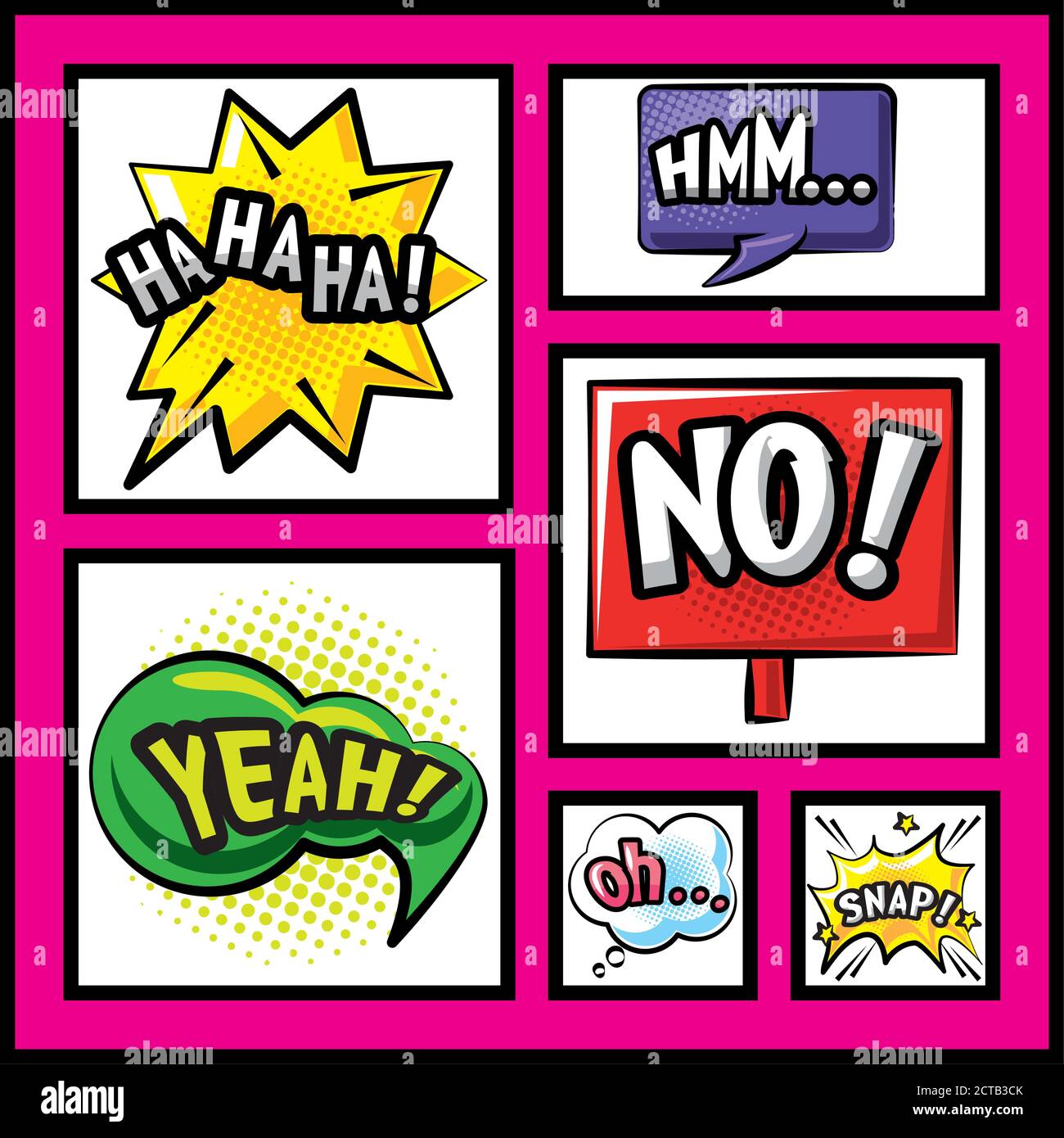 Pop Art Blasen detaillierte Stil Sammlung von Symbolen Design Retro Ausdruck Comic Thema Vektor Illustration Stock Vektor