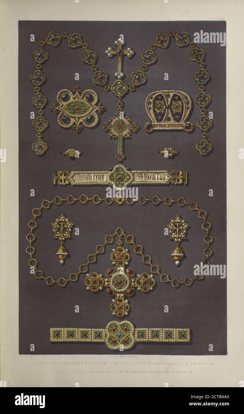 Schmuck entworfen von Pugin und ausgeführt von Hardman von Birmingham, Standbild, Drucke, 1851 - 1853, Wyatt, M. Digby (Matthew Digby), Sir, 1820-1877 Stockfoto