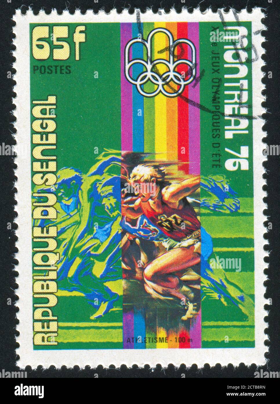 SENEGAL - UM 1976: Briefmarke gedruckt von Senegal, zeigt Track, um 1976 Stockfoto