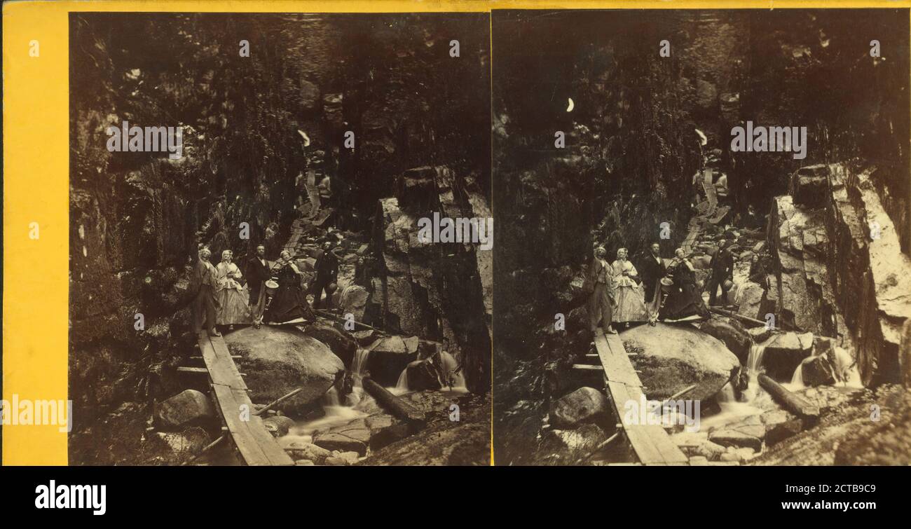 Besucher im Flume., Fifield, H. S., Canyons, New Hampshire, Franconia Notch State Park (N.H. Stockfoto