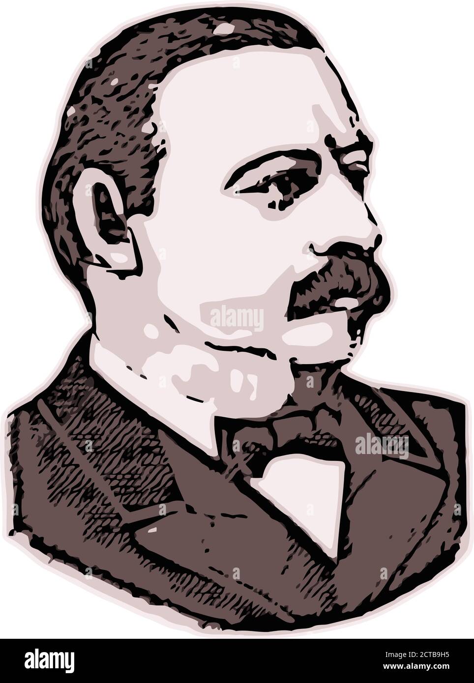 Vektor-Porträt von Präsident Grover Cleveland . Stephen Grover Cleveland (1837 – 1908) war ein amerikanischer Politiker und Rechtsanwalt, der 22. Und 24. War Stock Vektor