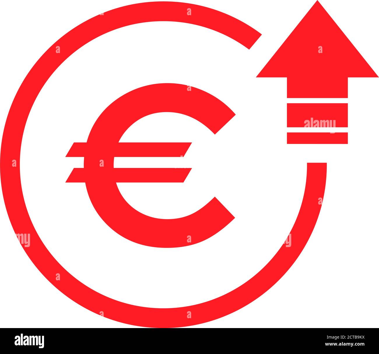 Symbol für „Kostenzeichen Euro-Anstieg“. Vektorsymbol auf Hintergrund isoliert Stock Vektor