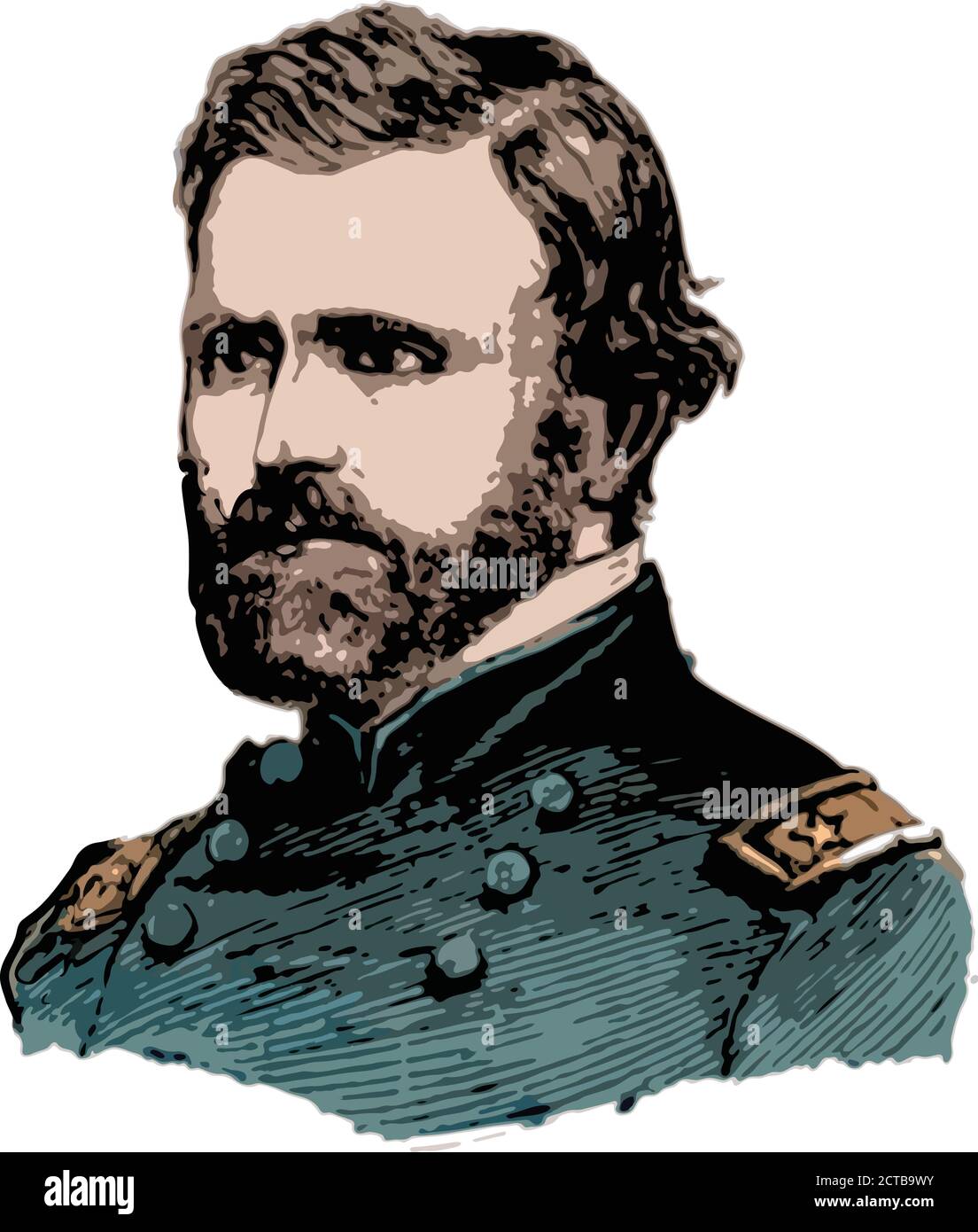 Vektorportrait von Präsident Ulysses S. Grant. Ulysses S. Grant (1822 – 1885) war ein amerikanischer Soldat und Politiker, der als 18. Präsident diente Stock Vektor