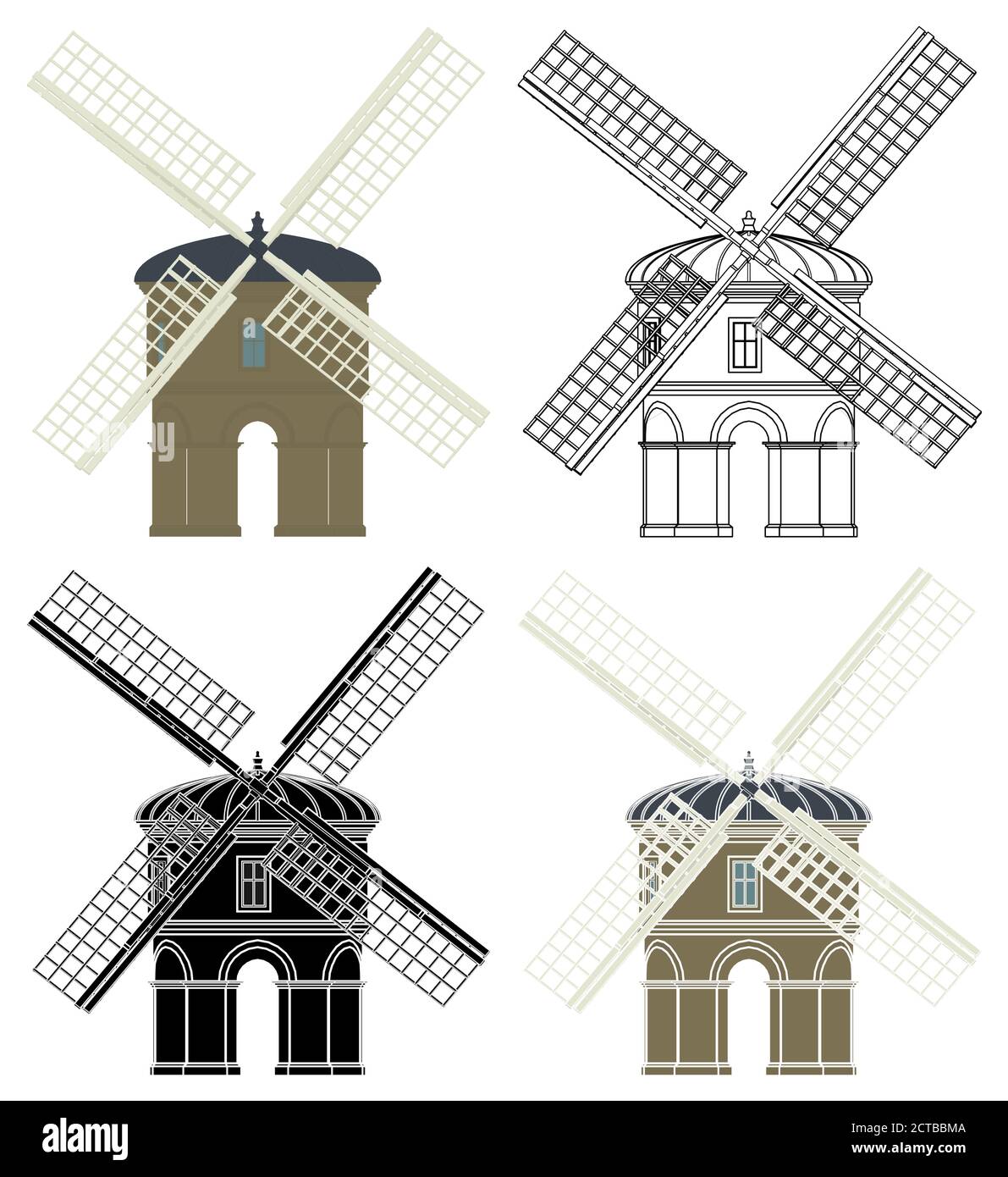 Chesterton Windmühle in England, Großbritannien Stock Vektor