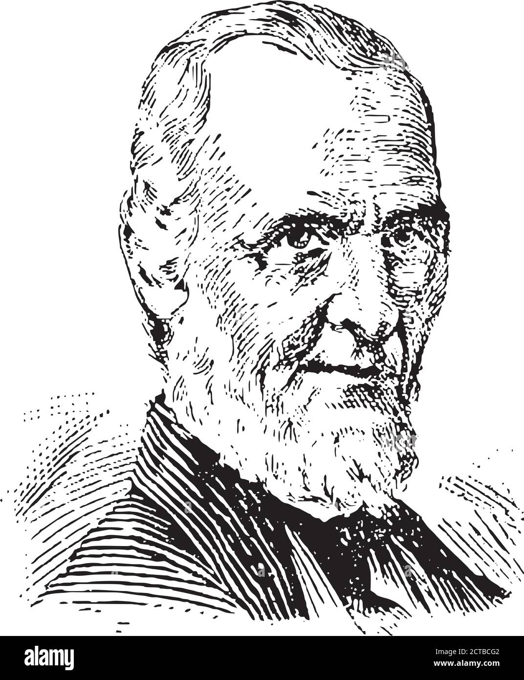 Vektorportrait von John Whittier. John Greenleaf Whittier (1807 – 1892) war ein amerikanischer Quäker-Dichter und Verfechter der Abschaffung der Sklaverei in der UNO Stock Vektor