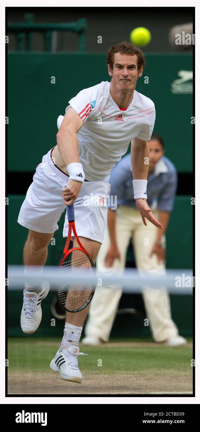 ANDY MURRAY AUF DEM WEG ZUM SIEG GEGEN JO-WILFRIED TSONGA IM MNS-HALBFINALE. WIMBLEDON 2012. BILD :© MARK PAIN /ALAMY STOCK FOTO Stockfoto