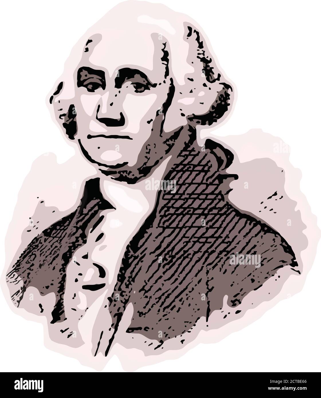 Vektor-Porträt von Präsident George Washington. George Washington (1732 – 1799) war ein amerikanischer politischer Führer, Militärgeneral, Staatsmann und Fou Stock Vektor