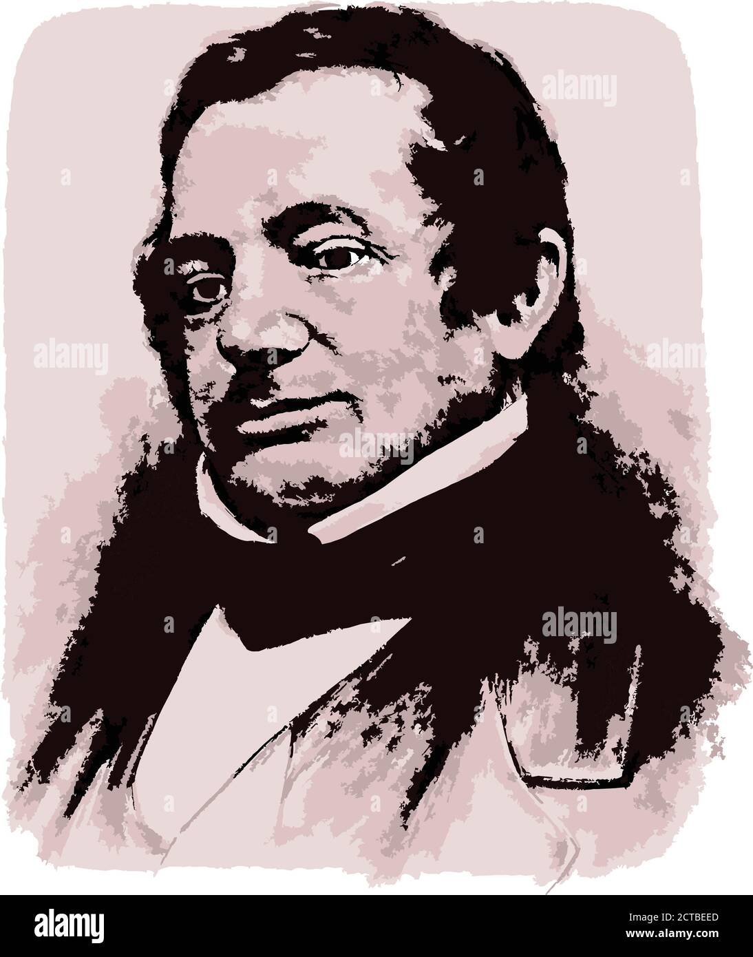 Vektor-Porträt von Washington Irving. Washington Irving (1783 – 1859) war ein amerikanischer Kurzgeschichtenautor, Essayist, Biograph, Historiker und Diplom Stock Vektor