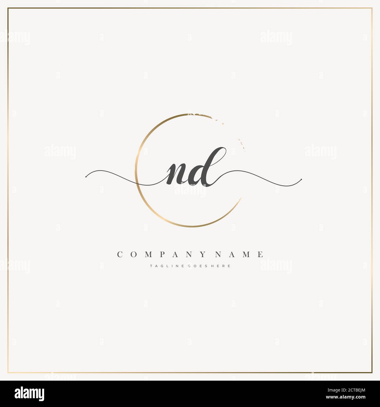 ND Initial Letter Handschreiben Logo handgezeichneter Vorlagenvektor, Logo für Schönheit, Kosmetik, Hochzeit, Mode und Business Stock Vektor