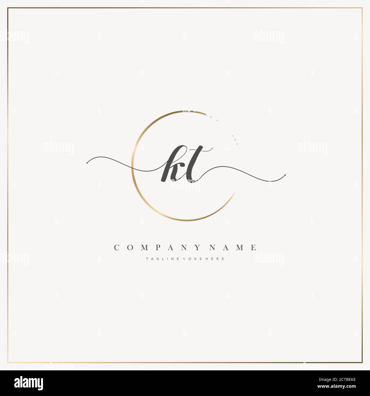 KT Initial Letter Handschreiben Logo handgezeichneter Vorlagenvektor, Logo für Schönheit, Kosmetik, Hochzeit, Mode und Business Stock Vektor