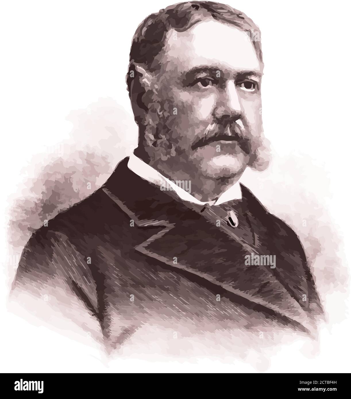 Vektor-Porträt von Präsident Chester Alan Arthur. Chester Alan Arthur (1829 – 1886) war ein amerikanischer Rechtsanwalt und Politiker, der als 21. Vor diente Stock Vektor