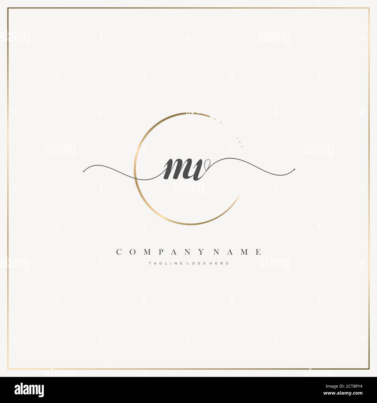 MV Initial Letter Handschreiben Logo handgezeichneter Vorlagenvektor, Logo für Schönheit, Kosmetik, Hochzeit, Mode und Business Stock Vektor