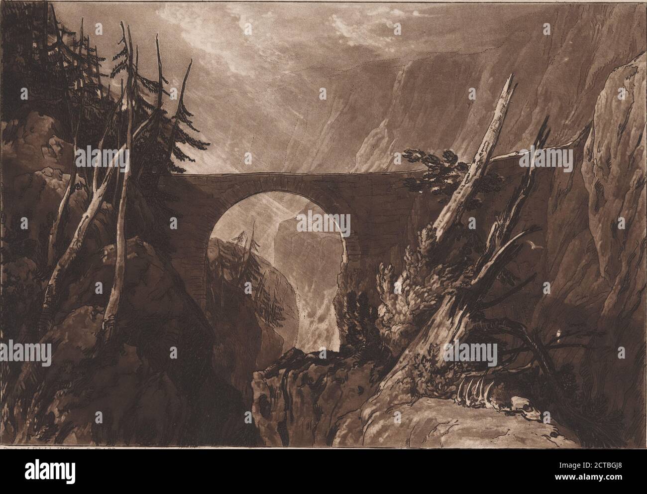 Little Devil's Bridge over the Russ above Altdorft Swissland., still image, Prints, 1809, Turner, J. M. W. (Joseph Mallord William) (1775-1851 Stockfoto