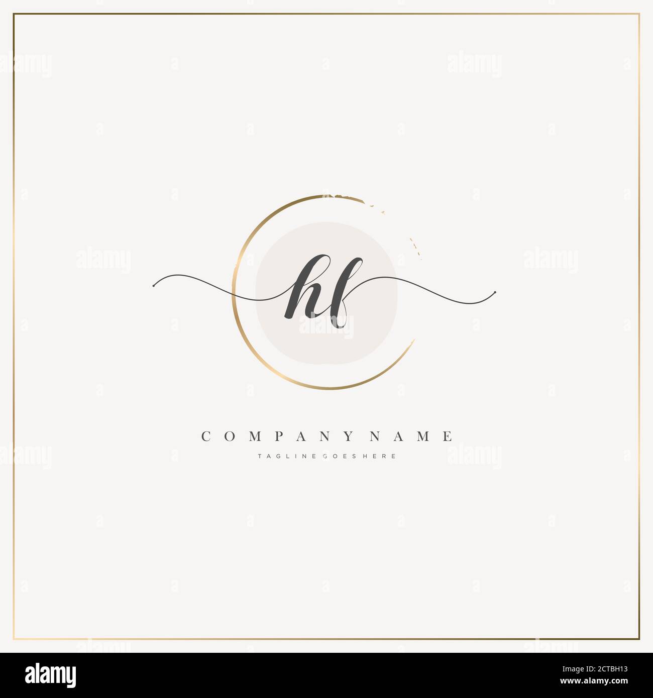 HF Initial Letter Handschreiben Logo handgezeichneter Vorlagenvektor, Logo für Schönheit, Kosmetik, Hochzeit, Mode und Business Stock Vektor