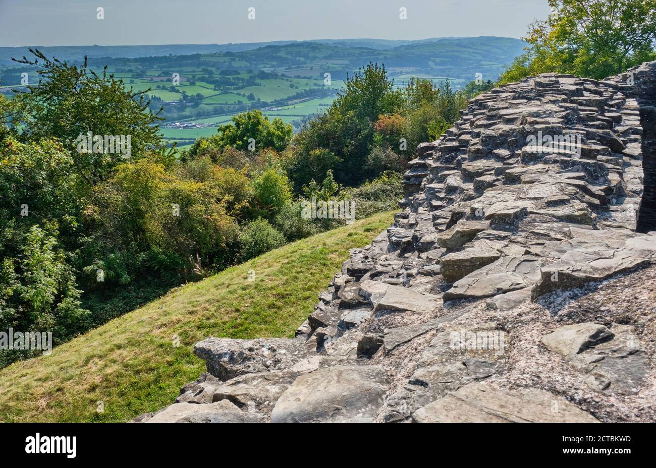Dolforwyn Castle in der Nähe von Newtown, Powys, Wales Stockfoto