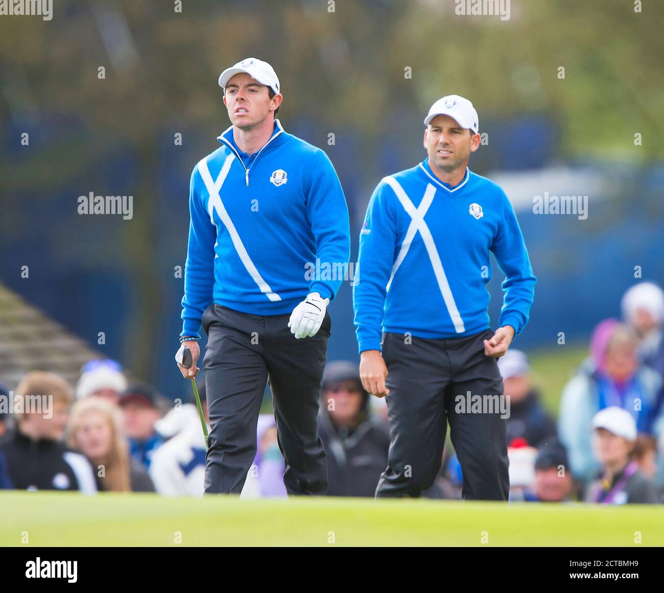 Rory McIlroy und Sergio Garcia Ryder Cup 2014 Gleneagles, Perthshire. Bildnachweis: Mark Pain / Alamy Stockfoto