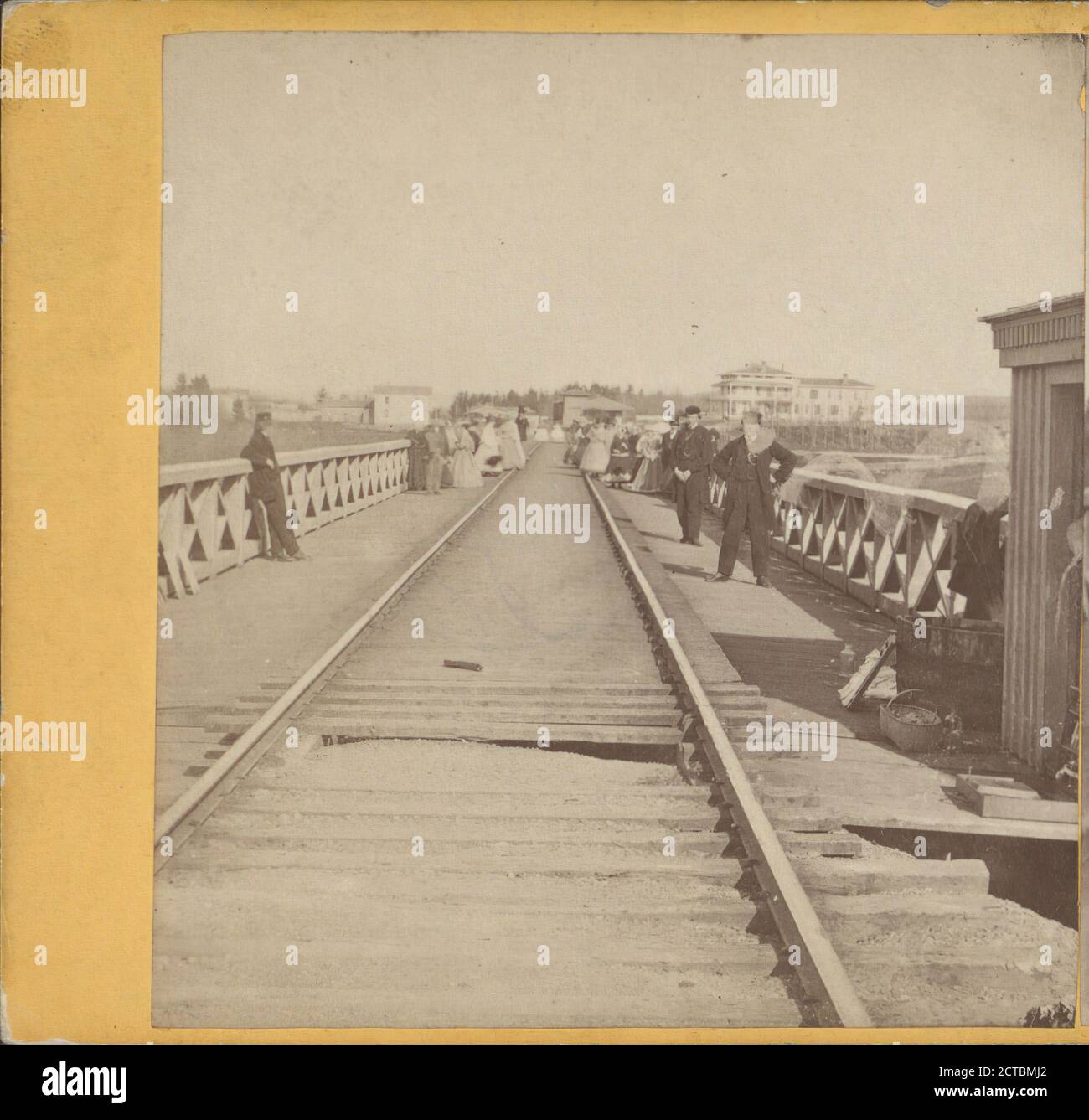 Portage Bridge., Knight, W. M. (1841-1881), 1865, New York (Bundesstaat), Portage (N.Y Stockfoto